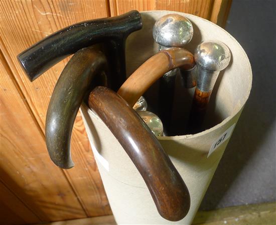 Collection 9 silver mounted walking canes